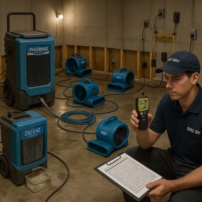 Structural Drying and Dehumidification process in West Greenwich, RI